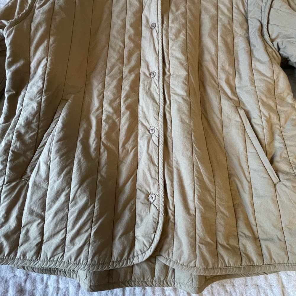 MICAELA GREG The Straight Quilt Jacket in Faded Olive Hooded Coat Cotton Size M - Picture 11 of 16